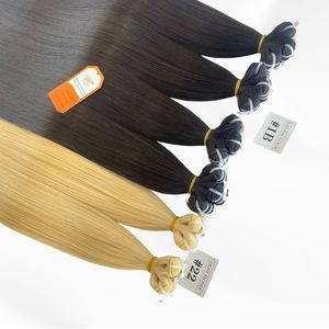 Extensiones de cabello Remy de doble estiramiento más vendidas Tejido alineado de cutícula recta sedosa para mujeres en colores negro y Rubio - Product Image 2