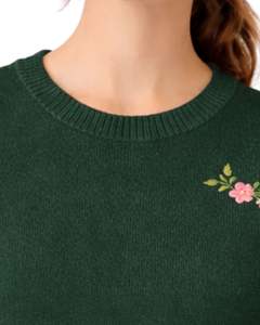 เสื้อสเวตเตอร์ถักแขนกุดสีดำสำหรับผู้หญิง คอกลม น้ำหนักเบา สวมใส่สบาย เหมาะสำหรับฤดูร้อน ตกแต่งลายปักแบบมินิมอล สวยหรู ทันสมัย - Product Image 4