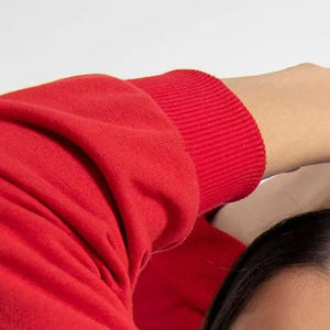 <b>Women</b> Oversized <b>Red</b> Crew Neck <b>Sweatshirt</b> Regular Sleeve Solid Color Knitted Cotton Autumn Casual Top - Product Image 6