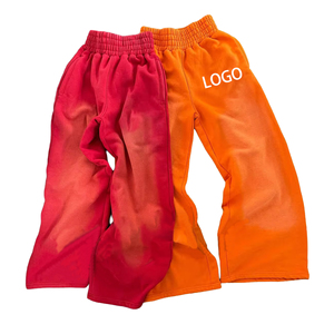 Pantalon de survêtement ample vintage de luxe délavé à l'acide, coupe droite, en coton de haute qualité, imprimé Y2K, tricoté, avec logo personnalisé, pour homme, noir - Product Image 4