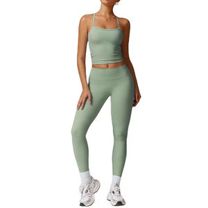 Ensemble de sport 2 pièces sans couture pour femme, taille haute élastique, idéal pour le yoga et l'entraînement – Vente en gros - Product Image 2