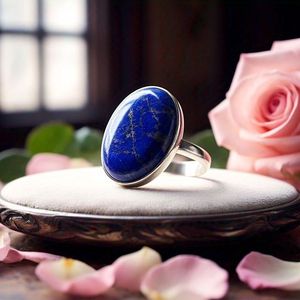 แหวนสตริงอัญมณี Lapis Lazuli คุณภาพดีที่สุดในรูปแบบฮวงจุ้ยอาเกตรัก - Product Image 1