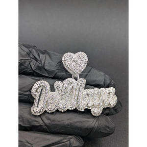 Iced Out Heart <b>Name</b> Pendant Moissanite Diamond Hip Hop <b>Necklace</b> <b>Custom</b> Bling Jewelry Gift - Product Image 1