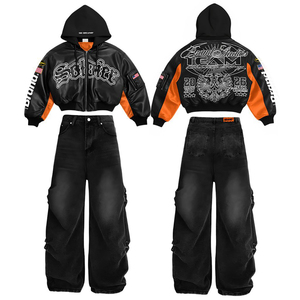 Conjunto Deportivo Informal Transpirable con Estampado, Sudadera con Capucha y Cremallera Completa Negra, Pantalones, 100% Algodón, Corte Regular, Unisex, Adulto, Invierno - Product Image 3
