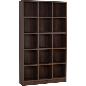 Walnut Finish Knock <b>Down</b> Cube Bookcase Storage Shelf Modern Freestanding Display Cabinet for Home Office - Product Image 1