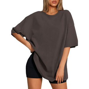 T-shirts pour femmes élégants et surdimensionnés, été, tissu tricoté uni léger et respirant, coupe classique pour un style streetwear décontracté - Product Image 1