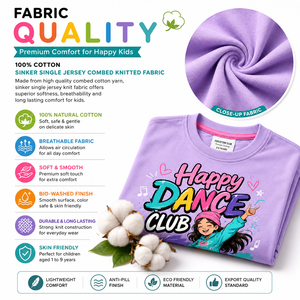 Camiseta de Manga Corta con Cuello Redondo, Estampado de Dibujos Animados Happy Dance Club de COTTON CLUB, Transpirable, 180g, para Niños de 5-6 Años, Corte Regular - Product Image 6