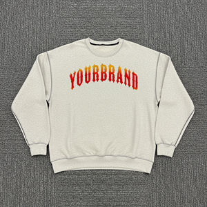 Sweat-shirt surdimensionné à col rond en coton 100% 350g, avec passepoil intégral, pour l'hiver, style décontracté, avec logo imprimé en relief personnalisé – Meilleures ventes - Product Image 1