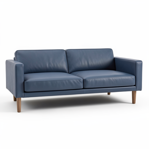 Sofá de Cuero Genuino Estilo Moderno de Mediados de Siglo, con Cubierta de Cuero Real y Varias Opciones de Patas, Sofá de Dos Plazas para Sala de Estar Moderna - Product Image 1