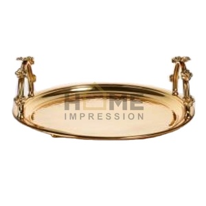 ถาดเสิร์ฟของบนโต๊ะโลหะเคลือบทองหรูหราทำด้วยมืออุปกรณ์ร้านอาหารสุดหรูใหม่สำหรับซัพพลายเออร์ขายส่ง - Product Image 1