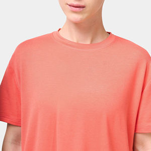 New Article Women's <b>Coral</b> Cotton T-Shirt Crew Neck Short Sleeve Loose Fit Solid Color Casual Jersey Breathable Spring Summer - Product Image 6