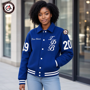 Zeta Phi Beta Sorority Women's Cropped Motorcycle <b>Jacket</b> Embroidered Letterman Style Woolen Body Windproof <b>Quilted</b> Solid <b>Pattern</b> - Product Image 4