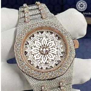 Reloj de Lujo Charm Jewels de Acero Inoxidable con Incrustaciones de Diamantes, Movimiento Mecánico Analógico, Esfera de 40 mm, Cristal de Zafiro, Moda Masculina - Product Image 5