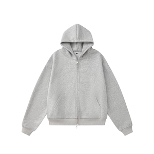 Custom Logo Print 420 Grams Zip-Up Hoodies High Quality Heavyweight Cotton Fleece Oversized Zipper Hoodies - Product Image 5