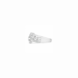 Women's 925 <b>Silver</b> CZ Ring Pave Setting Geometric Design Classic Style Engagement Band Rhodium Plated - Product Image 3