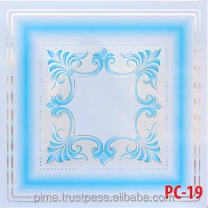 Plaques de plafond décoratives en PVC brillant, motif floral géométrique artistique, imperméables, à poser, revêtement filmé - Product Image 2