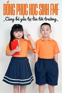 Polo d'uniforme scolaire pour garçons FMF – Tissu tricoté en polyester et élasthanne 50D orange durable, fabriqué au Vietnam - Product Image 5