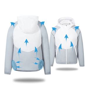 Outerwear Oversized Hooded Puffer <b>Jacket</b> With Fan For Unisex Wind Breaker Summer Sporty Fan <b>Cooling</b> <b>Jacket</b> Breathable Wholesale - Product Image 3
