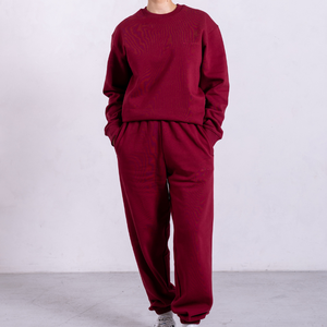 Ensemble de survêtement deux pièces personnalisé pour femme, coupe ample, sweat-shirt polaire uni et pantalon de jogging oversize - Product Image 1