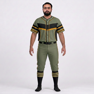 Uniforme de Béisbol para Hombre, Conjunto de Pantalones y Camiseta Verde, Manga Corta, Cierre de Botones, Absorbe la Humedad, para Todas las Temporadas, Nombre del Equipo Personalizado, 100% - Product Image 1