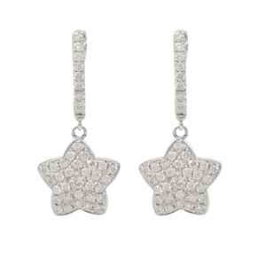 Boucles d'oreilles clous en or 18 carats avec étoile pavée et perle d'eau douce de 1,50 carat - Product Image 3
