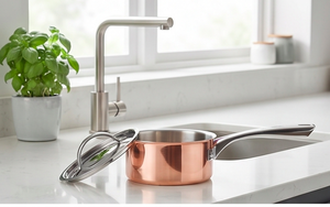 Modern Berghoff Copper Sauce <b>Pan</b> With Stainless Steel Lid And <b>Handle</b> For Gas Use And Induction Use Stoves Use - Product Image 3