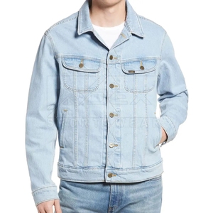 Veste en jean élégante pour homme, boutonnée, bleue, pour un usage quotidien décontracté, mode streetwear, vente en gros - Product Image 5