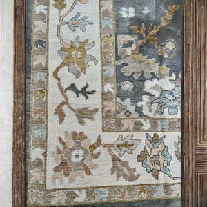 Tapis tissé à la main turc en laine/soie aux motifs géométriques modernes, éco-responsable, antidérapant, résistant à la saleté, en latex, 1 pièce - Product Image 1
