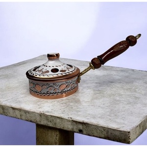 Brûleur d'encens de haute qualité avec poignée en bois, fait main, pour usage religieux, toutes saisons, pot à encens doré - Product Image 4