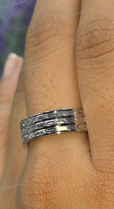 <b>Thick</b> Triple Row Baguette Eternity <b>Ring</b> 925 Silver Moissanite Channel Set Iced Out Statement Wedding Band Stackable <b>Ring</b> Gifting - Product Image 3