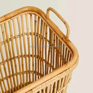Natural rattan <b>basket</b> with handle for indoor storage Rattan storage <b>basket</b> from Vietnam - Product Image 3