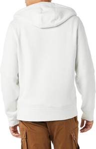 Sudadera con capucha para hombre, color blanco liso, corte regular, tejido French Terry, informal, con capucha con cordón y bolsillos, para otoño. - Product Image 4