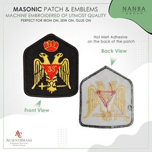 Parche Bordado del Rito Escocés de la Masonería de Grado 33 con Corona de Águila Bicéfala. - Product Image 2