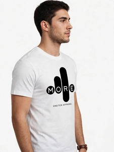 ONETEN <b>Men</b> <b>White</b> O-Neck <b>Short</b> <b>Sleeve</b> T-<b>Shirt</b> Back Letter Print Graphic Tee - Product Image 6