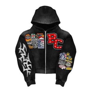 Sweat à capuche zippé et à enfiler pour homme 2026, personnalisable avec design et logo, à manches longues décontractées et épaules tombantes, style streetwear tendance - Product Image 1