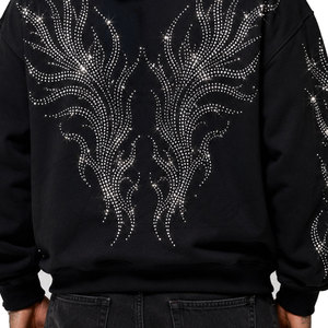 Sudadera con Capucha para Hombre, Diseño Casual con Pedrería, Logotipo Personalizado en la Parte Delantera, 100% Algodón, Felpa, Talla Grande, Precio Económico - Product Image 5