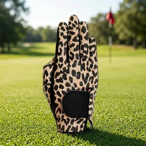 Gant de golf à imprimé léopard en cuir véritable, à doigts entiers, pour main droite, unisexe, avec fermeture auto-agrippante, gant de sport - Product Image 4