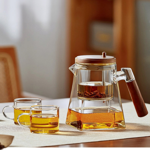 Tetera de Vidrio Resistente al Calor con Filtro, Juego de Té con Infusor y Asa de Madera para Preparar Té en Casa - Product Image 3