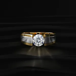 Bague de mariage pour homme en diamant de laboratoire rond brillant de 1,0 carat, plaqué or 10/14/18 carats, luxe certifié IGI, clarté VVS-VS - Product Image 1