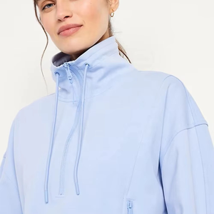 Conjunto Deportivo de 2 Piezas para Mujer, Color Azul Claro, Sudadera con Cierre de Media Cremallera y Pantalones Jogger, Ropa Deportiva Informal para Chicas - Product Image 3