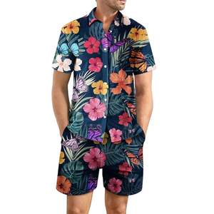 Top High Quality Wholesale Summer Customized Printed Short Sleeve Casual Comfortable Men Shirt And Shorts <b>Set</b> - Product Image 5