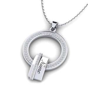 Elegante colgante con diseño de letra plateada y moissanita, con cristal, estilo hip hop, joyería unisex. - Product Image 1