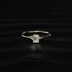 Emerald Cut <b>Split</b> Shank <b>Ring</b> Stone With IGI Certified VVS-VS Clarity Buy Direct From Indian Trusted Supplier - Product Image 1