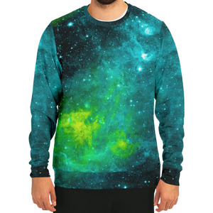 Men's Crew Neck <b>Sweatshirt</b> Galaxy Print Sublimation Polyester Knitted Casual Pullover Regular Fit Autumn Wear - Product Image 1