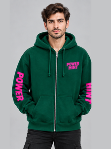 เสื้อฮู้ดซิปแบบหนา ผ้าฝ้ายฟลีซ ทรงโอเวอร์ไซส์ ไหล่ตก สไตล์สตรีทแวร์ สีเขียวเข้ม ราคาส่ง - Product Image 5