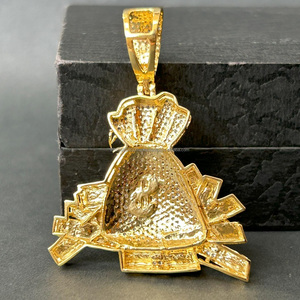 Collar con Colgante de Bolsa de Dinero, Oro, Plata de Ley, Moissanita, Estilo Hiphop, Diseño de Signo de Dólar, Regalo Brillante para Él, Fiesta Urbana - Product Image 2