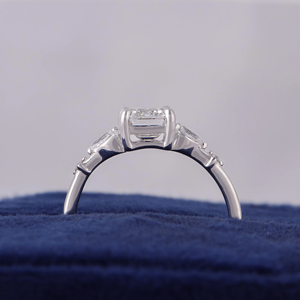 Women's Emerald Cut Diamond Engagement Ring Platinum Prong Setting Classic Style - Product Image 4