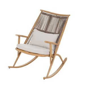 Ensemble de 2 chaises à bascule en fer avec finition érable et rotin PE gris - Product Image 6