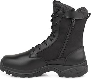 Botas de Trabajo Tácticas para Hombre, Negras, de Cuero Impermeable, Antideslizantes, con Cremallera Lateral, Cómodas para Todo el Día (6-8 pulgadas) - Product Image 4