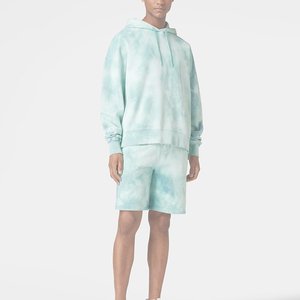 Men's <b>Tie</b>-<b>Dye</b> Hooded <b>Sweatshirt</b> Set Oversized Regular Fit Cotton French Terry Casual Summer Wear With Pocket - Product Image 5